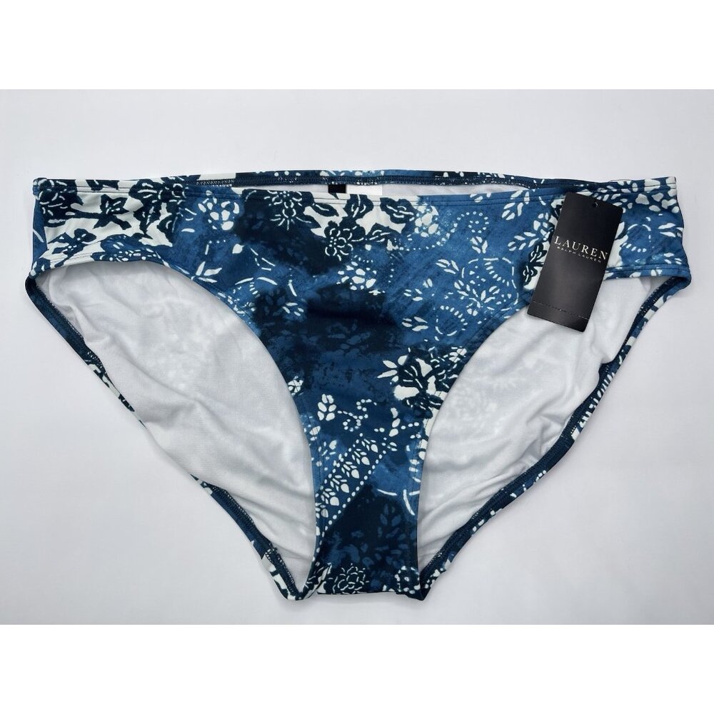 Lauren Ralph Lauren Swim Bikini‎ Bottom Womens Size 14 Blue Floral Hawaiian